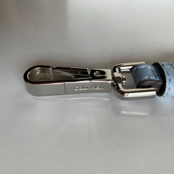 Calvin Klein Logo Silver Light Blue Leather Handler Replacement Strap - Picture 2 of 7